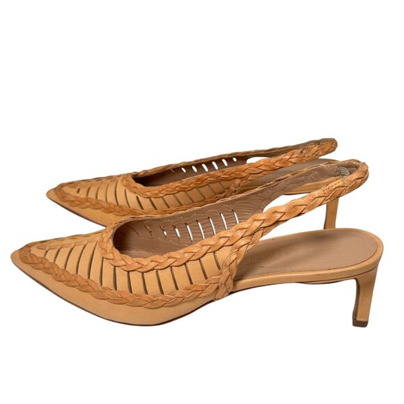 Ulla Johnson Natural Leather Slingback Braid Detail Kitten Heel size 37/6.5 - Picture 8 of 13